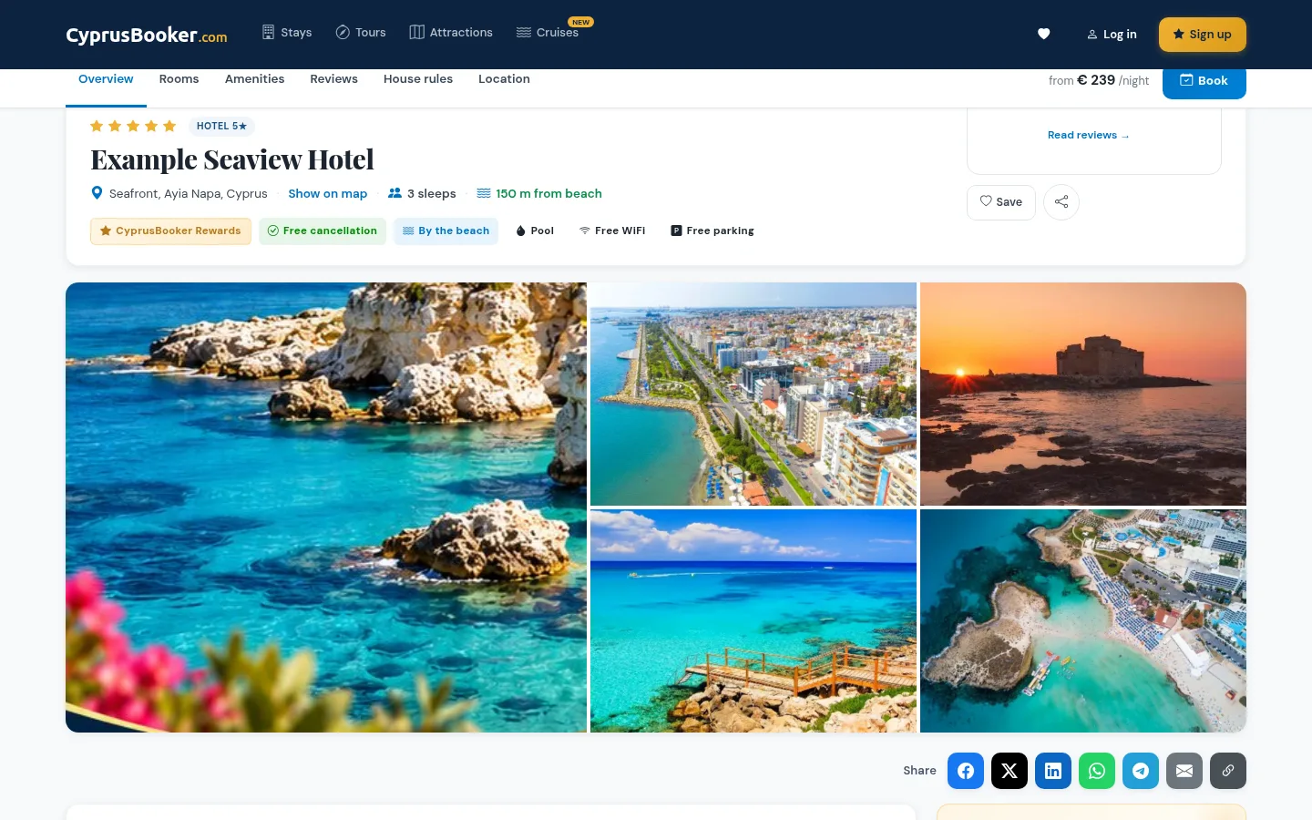 Your listing page: photo gallery, amenities and direct booking