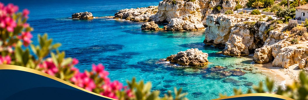 Turquoise bay with rocky coast in Cyprus